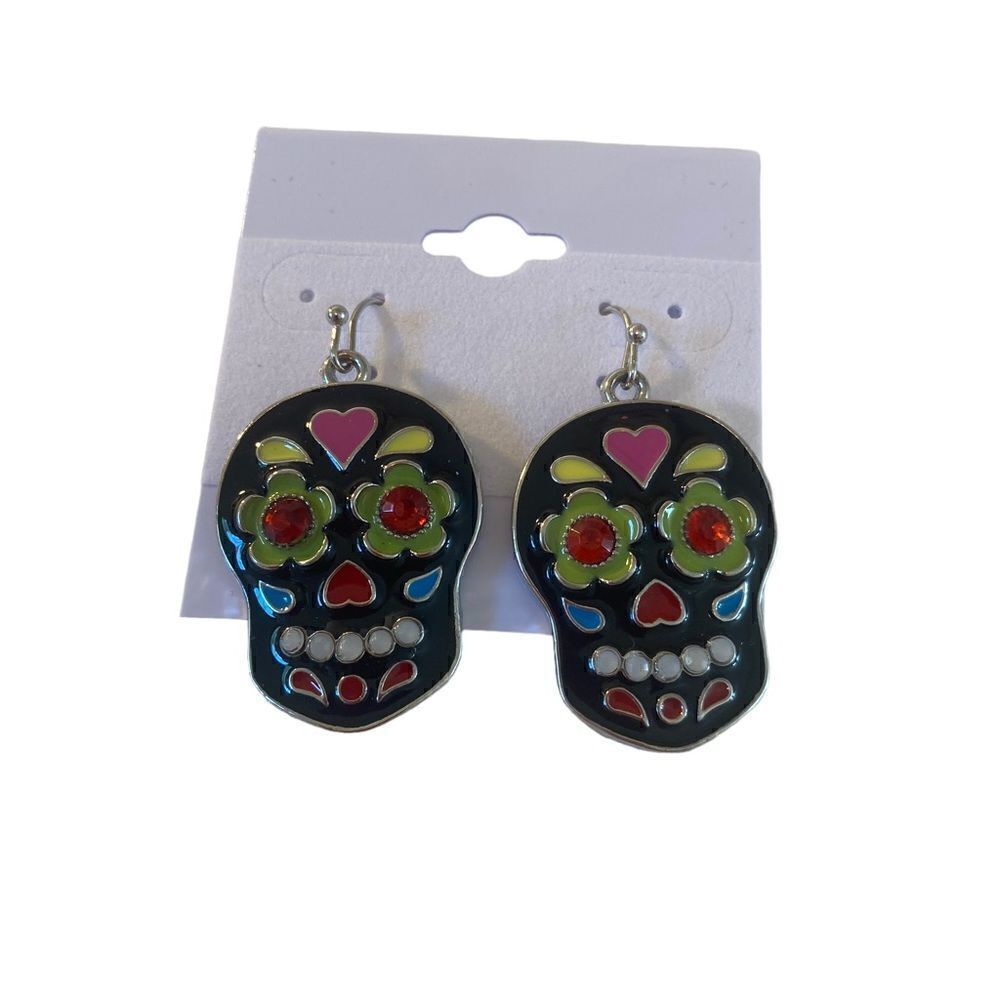 Colorful Lightweight Sugar Skull Earrings.